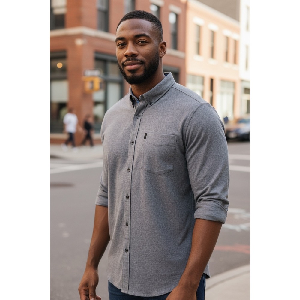 Chaps Mens 2XB Charcoal Grey Stretch Button Down Shirt Big & Tall NEW - Picture 13 of 13